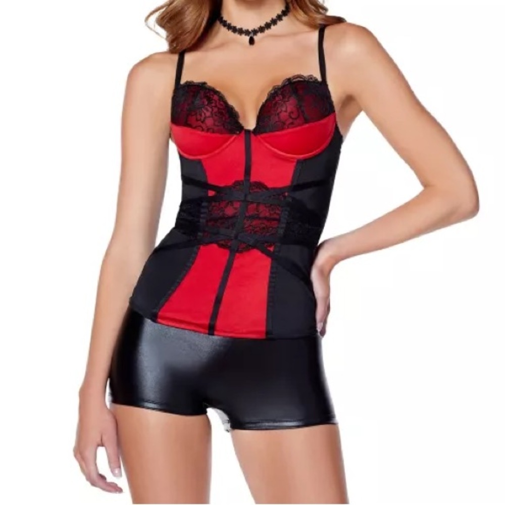 NWOT! Spirit ‘Red and Black Lace Corset’